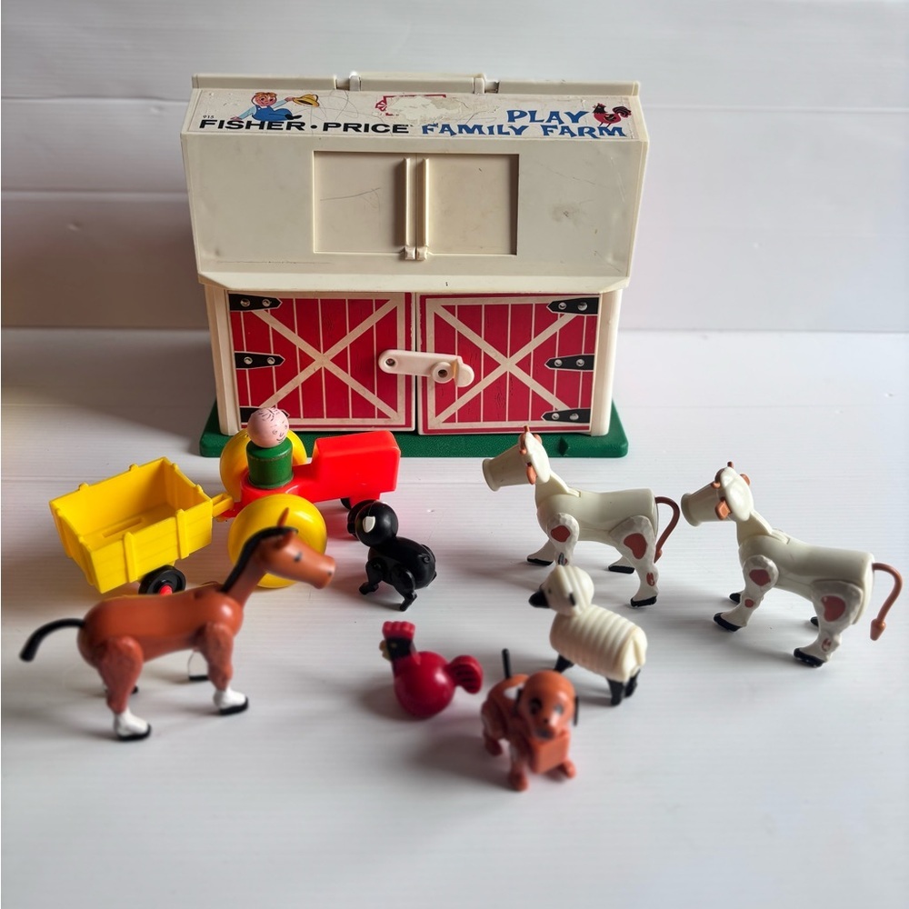 Vintage Fisher Price Play Family Farm 1967 Barn Animals Set